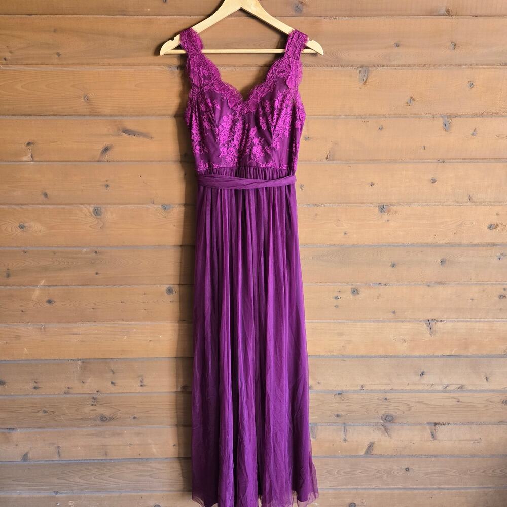 Anthropologie BHLDN Samantha Tulle Maxi Dress Hitherto Wine 4 Bridesmaid Prom - Picture 2 of 7